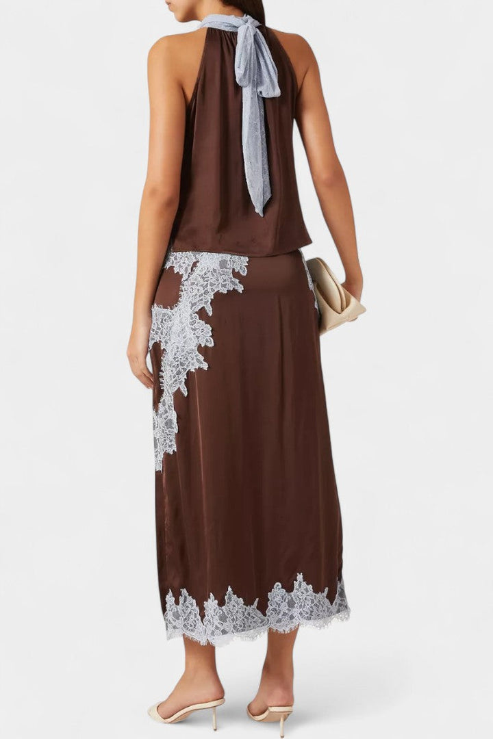 Elvira Coordinated Set Featuring Contrasting Lace Accents