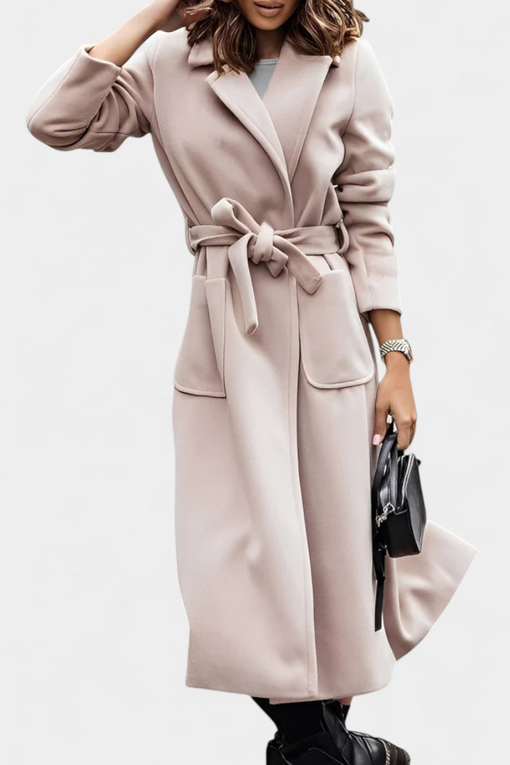 Capucine Belted Coat Featuring Notched Collar and Pockets
