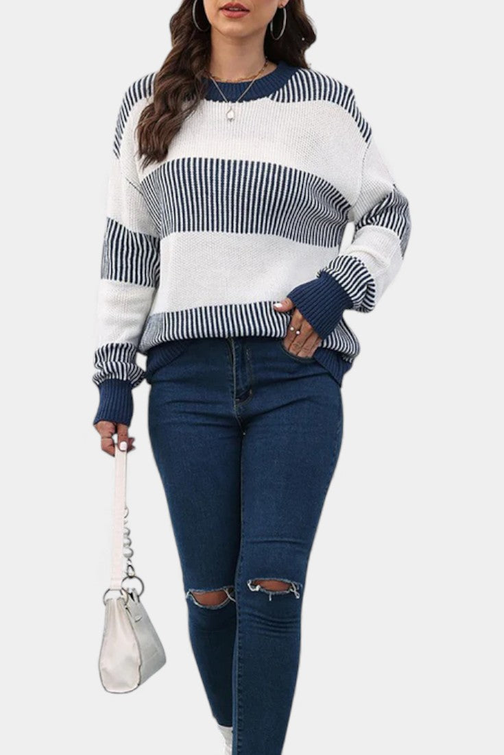 Mirna Extra-Large Striped Knit Sweater
