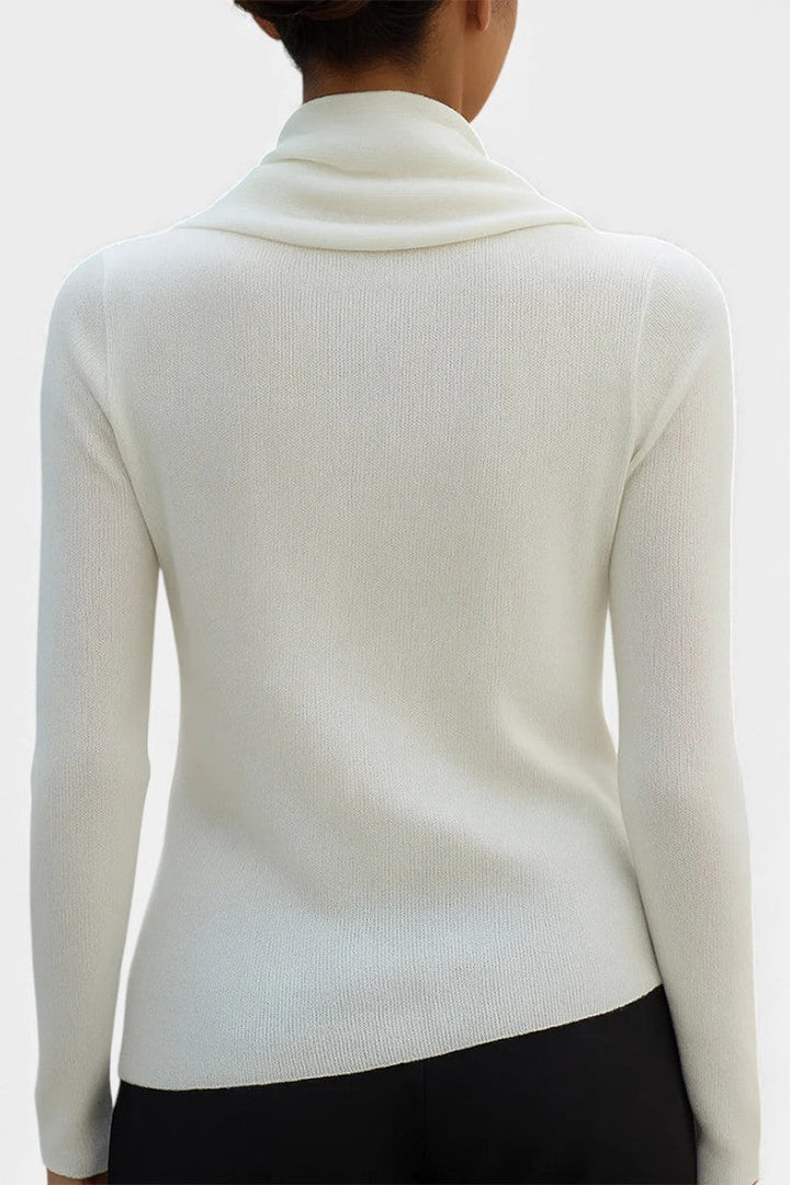 Imane Draped Neck Lightweight Knit Sweater