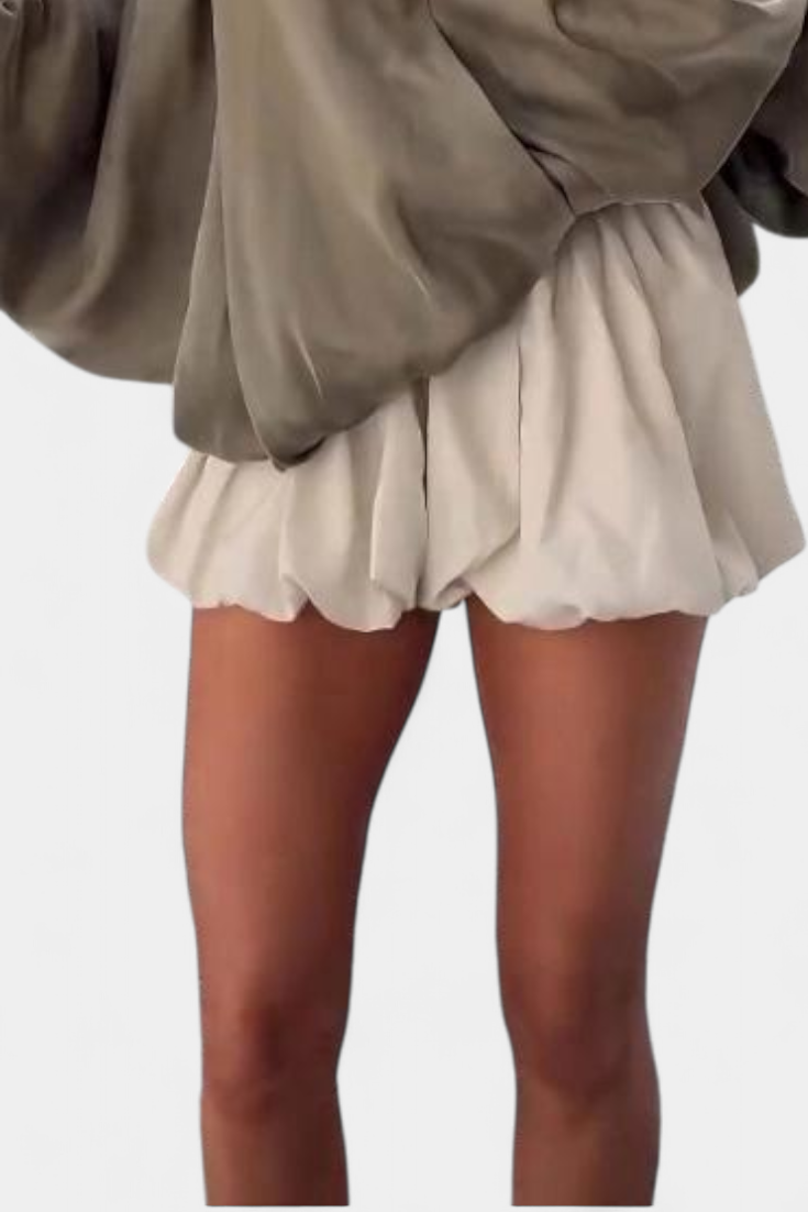 Olive Maude Blouse with Puff Sleeves and Structured Design