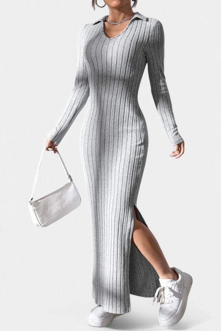 Elidia V-Neck Maxi Dress with a Tailored Fit