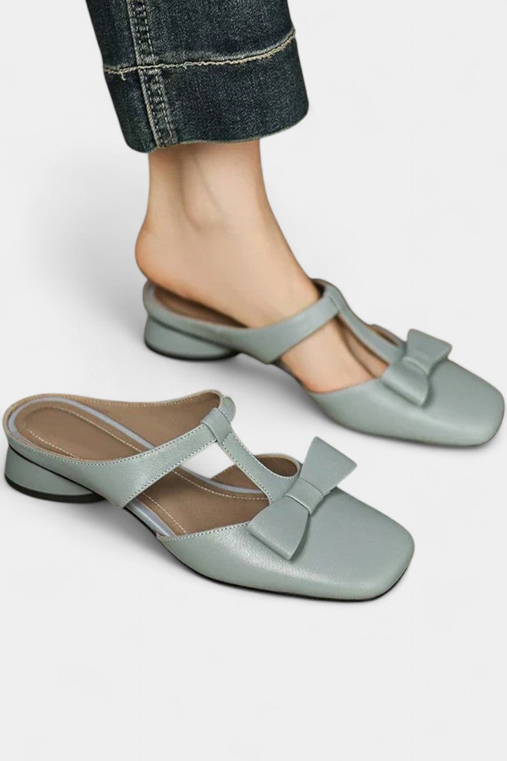Lina Square Toe Mary Janes with Elegant Front Knot