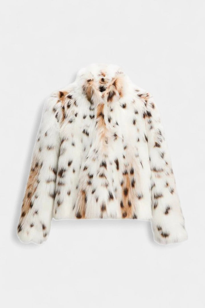 Grazina Oversized Collar Leopard Print Faux Fur Coat