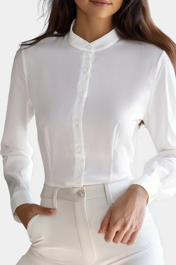 Ysé Mandarin Collar Blouse with Button Detail