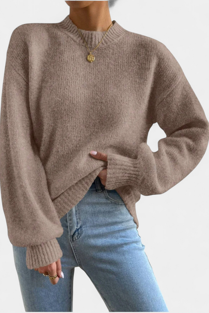 Mae Puff Sleeve Ribbed Knit Casual Sweater