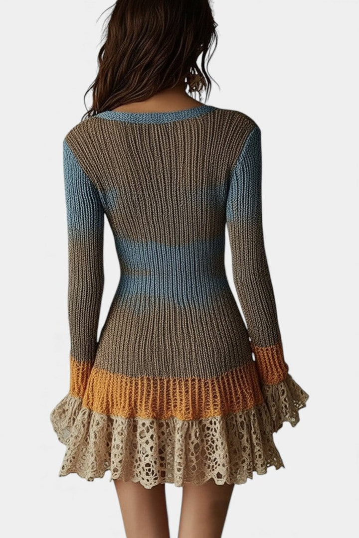 Paqui Lace-Trimmed Multicolor Knit Mini Dress