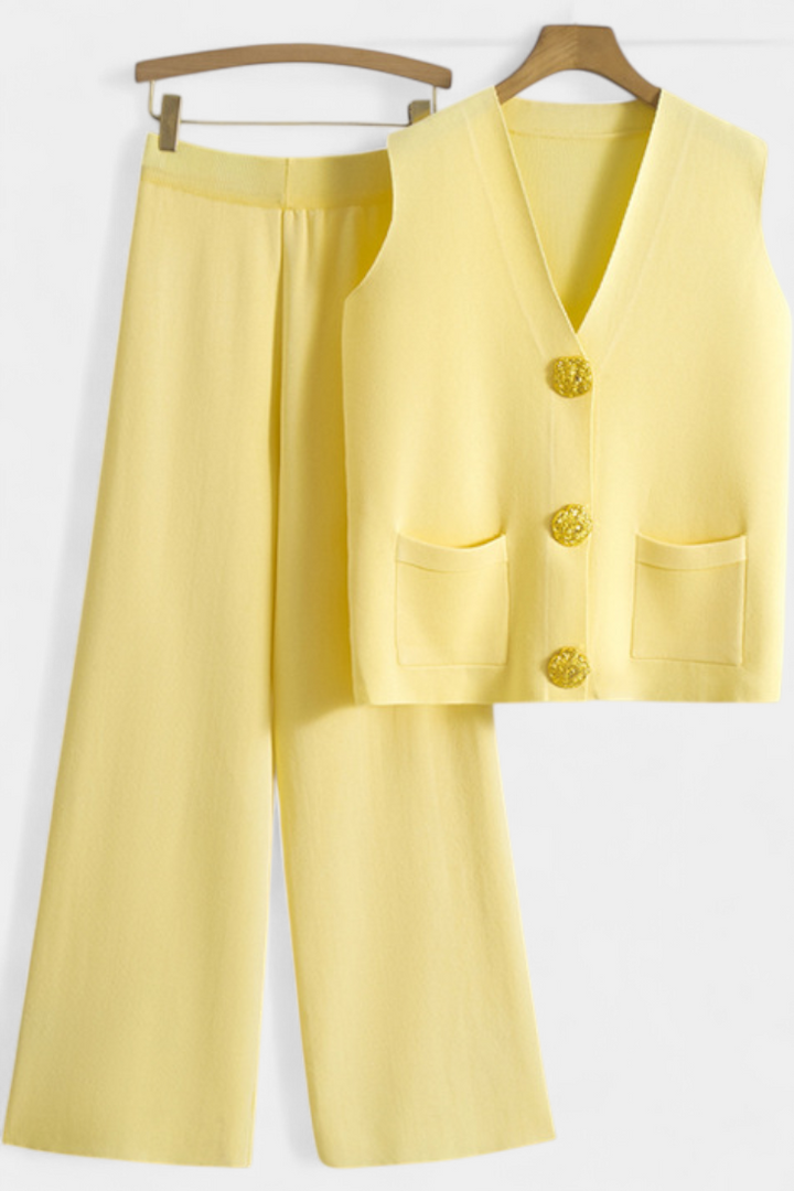 Jacey Knit Vest with Wide-Leg Trousers