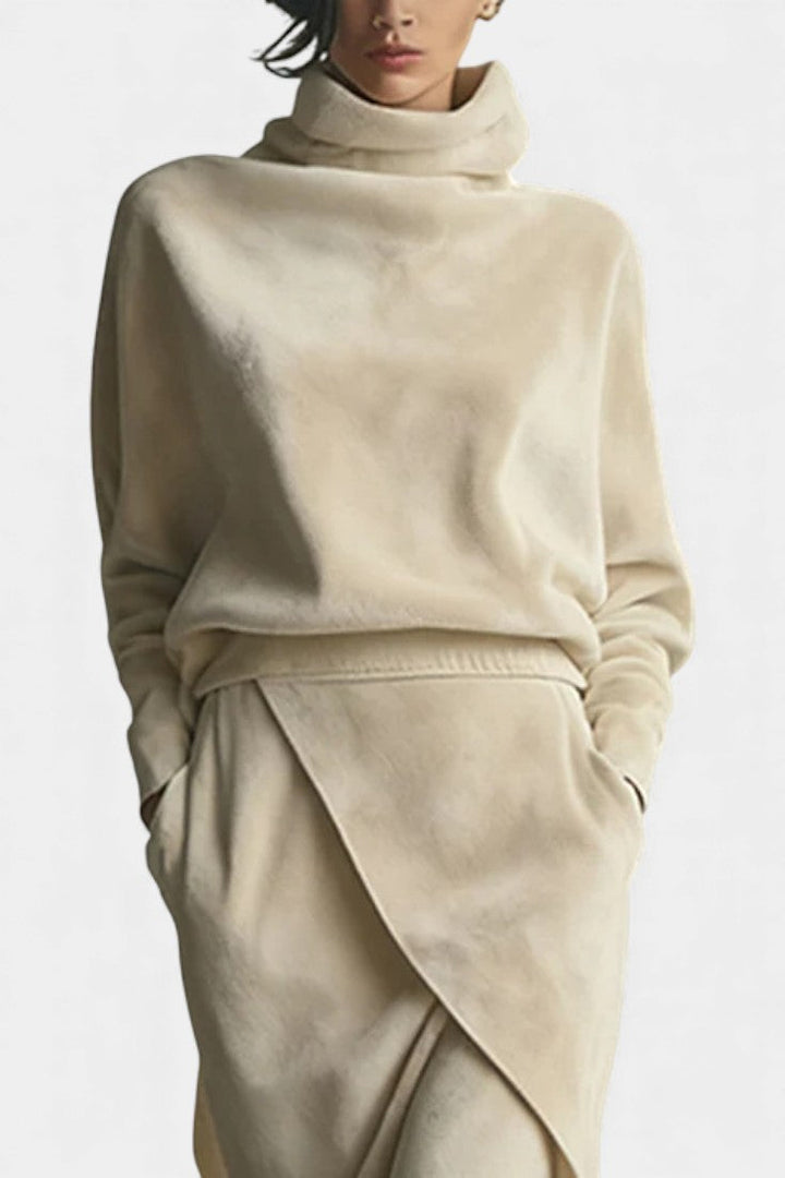 Énélya Asymmetrical Velvet Casual Ensemble