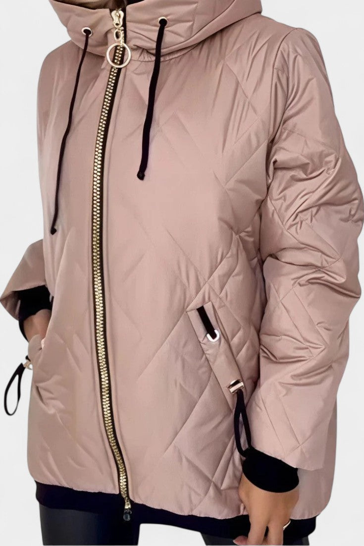 Paola Long Hooded Parka Featuring a High Collar
