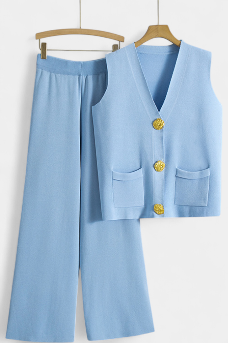 Jacey Knit Vest with Wide-Leg Trousers