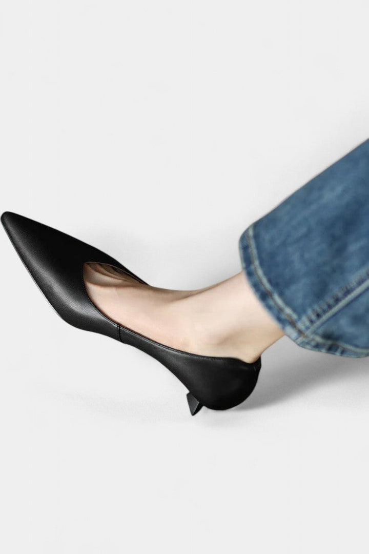 Gerda Pointed Toe Mary Janes with Low Flared Heel