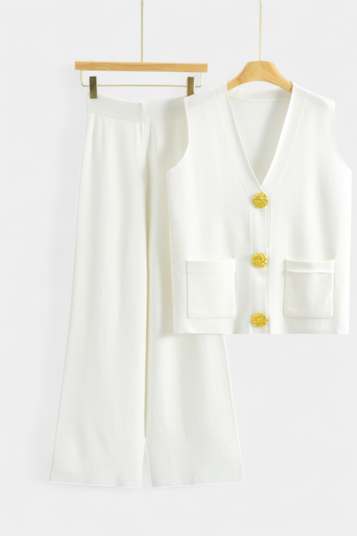 Jacey Knit Vest with Wide-Leg Trousers