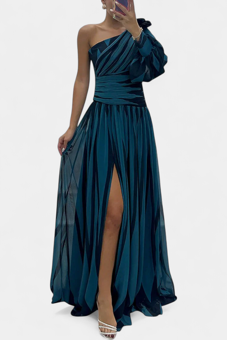 Bethania Striped Asymmetrical Maxi Robe