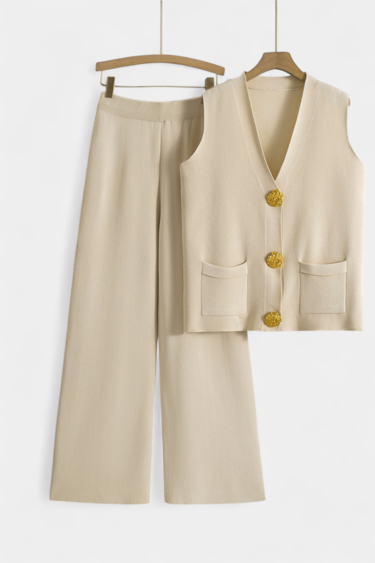 Jacey Knit Vest with Wide-Leg Trousers