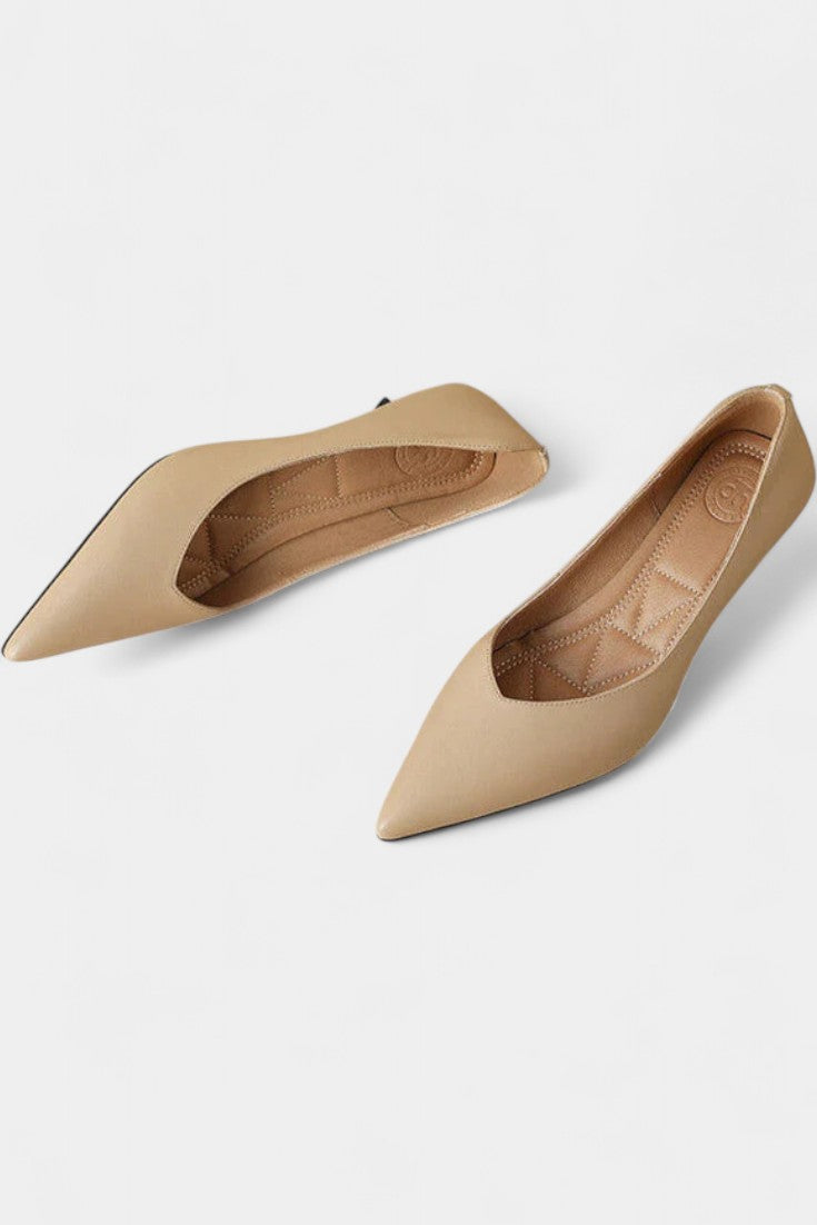 Gerda Pointed Toe Mary Janes with Low Flared Heel