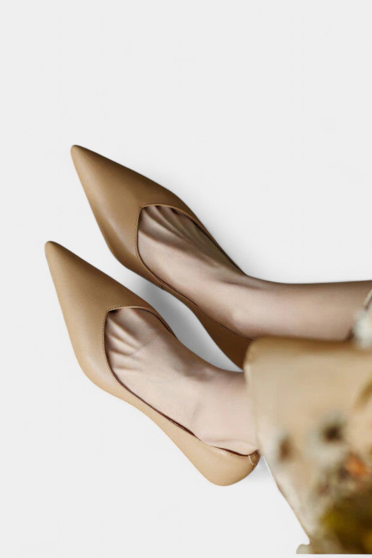 Gerda Pointed Toe Mary Janes with Low Flared Heel