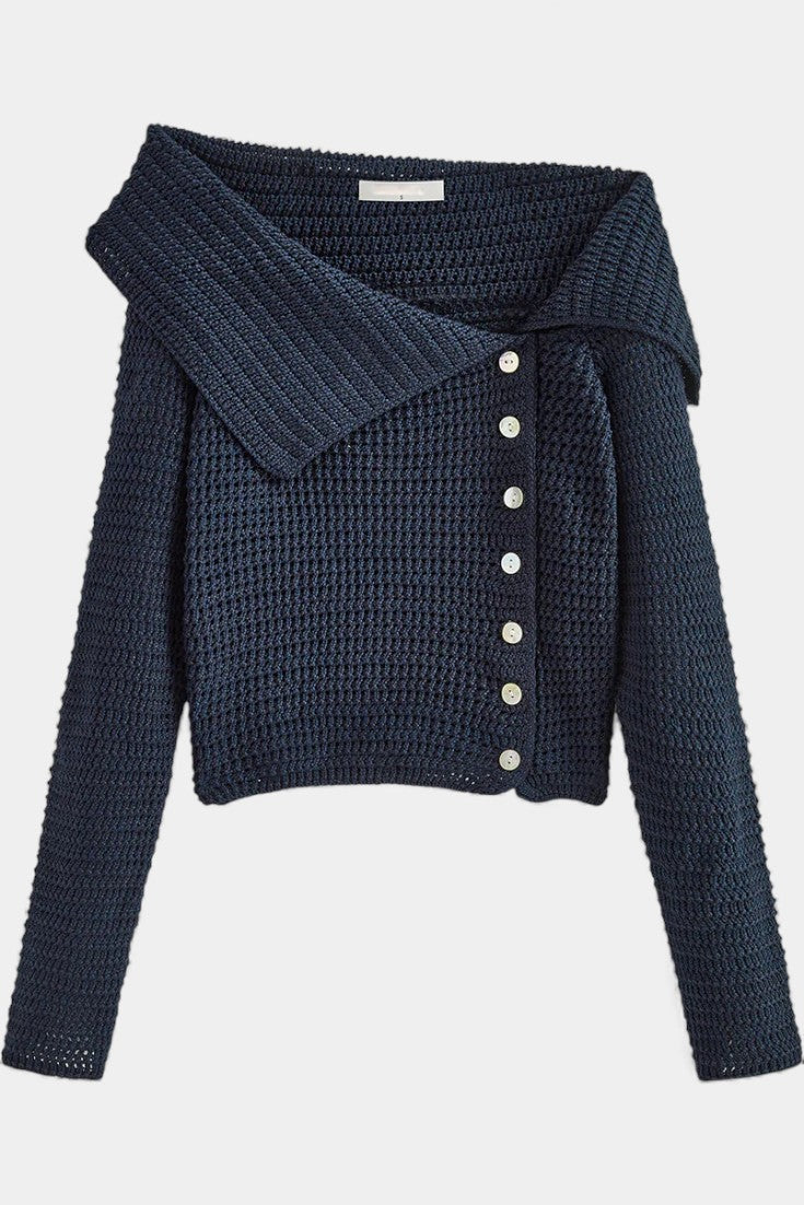 Manon Asymmetrical Knit Top Featuring Sculptural Accents