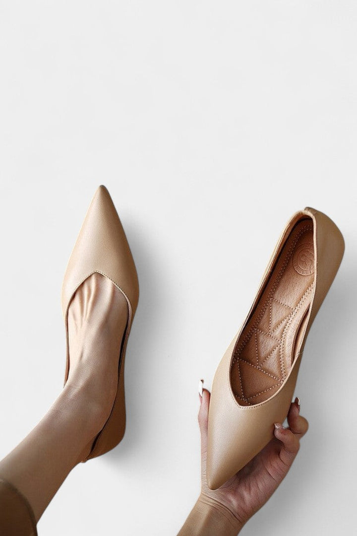 Gerda Pointed Toe Mary Janes with Low Flared Heel