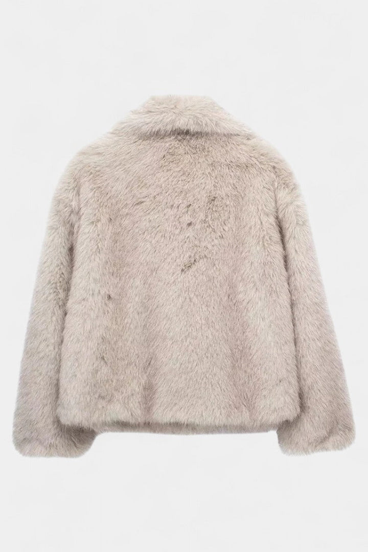 Aurorette Luxe Oversized Faux Fur Coat with Bold Collar