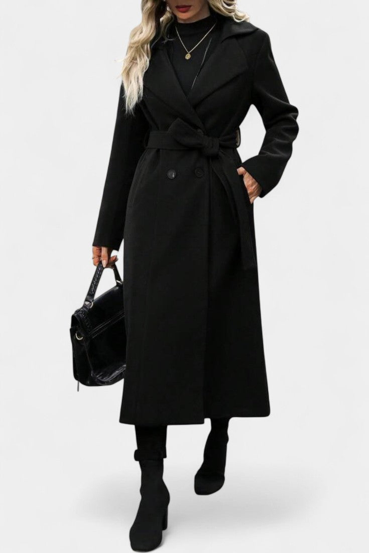 Mélissandre Double-Breasted Checkered Coat with Notched Collar