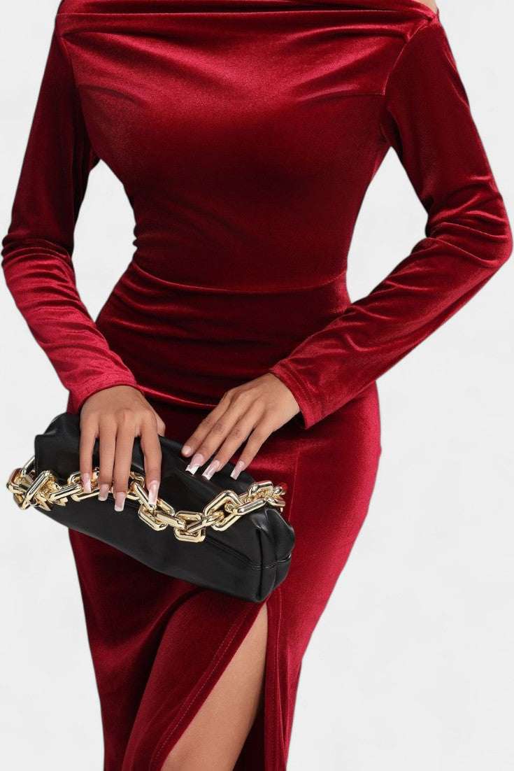 Aimée Velvet Bodycon Maxi Dress with High Slit