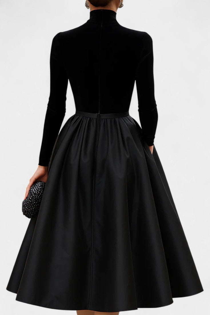 Mahaut Velvet and Satin Two-Tone Midi Dress