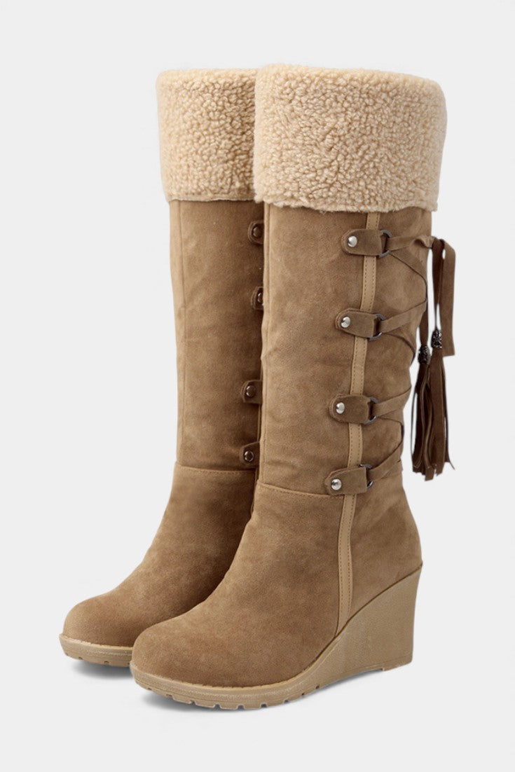 Palmyre Wedge-Heeled Winter Boots with Cozy Fur Lining