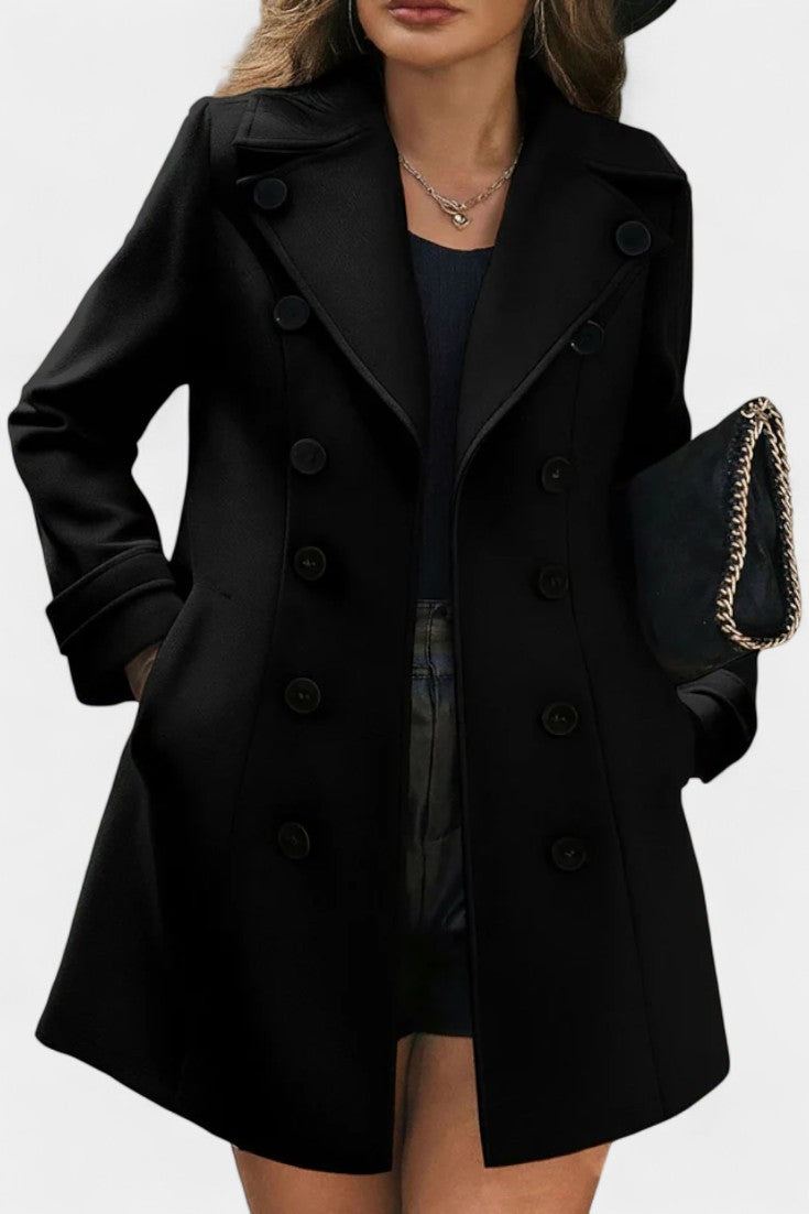 Maïlys Notched Collar Open Coat with Decorative Buttons