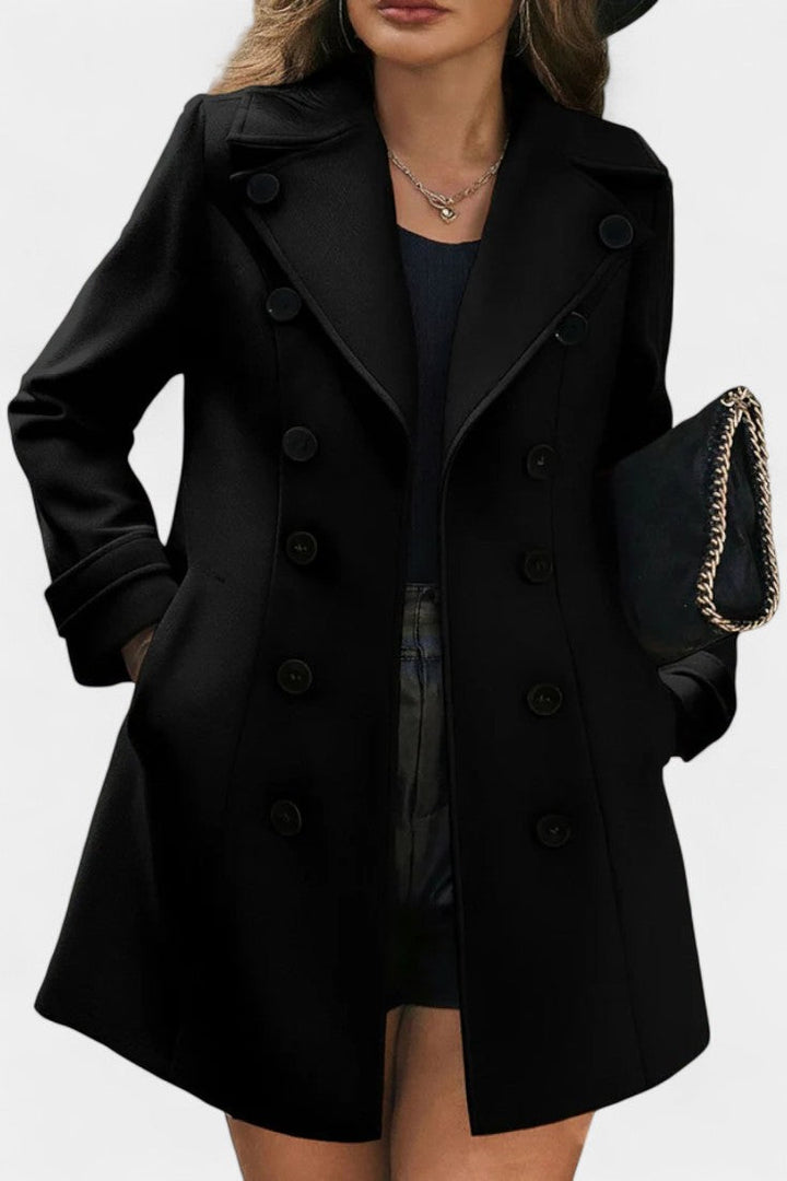 Maïlys Notched Collar Open Coat with Decorative Buttons