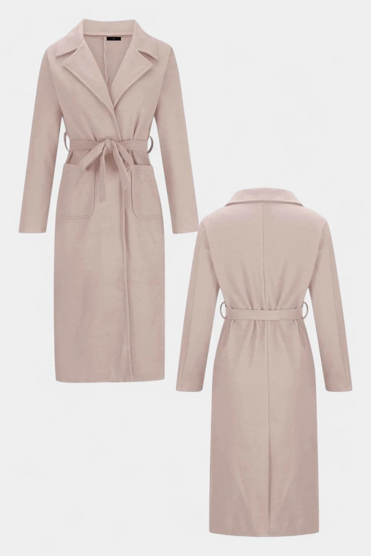 Capucine Belted Coat Featuring Notched Collar and Pockets