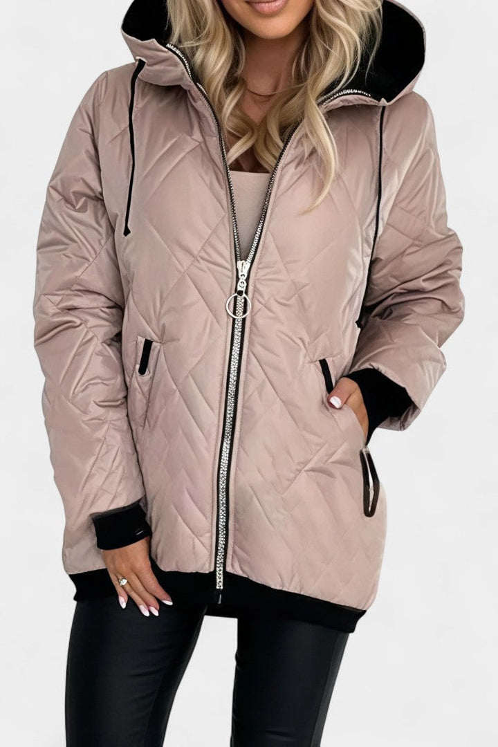 Paola Long Hooded Parka Featuring a High Collar