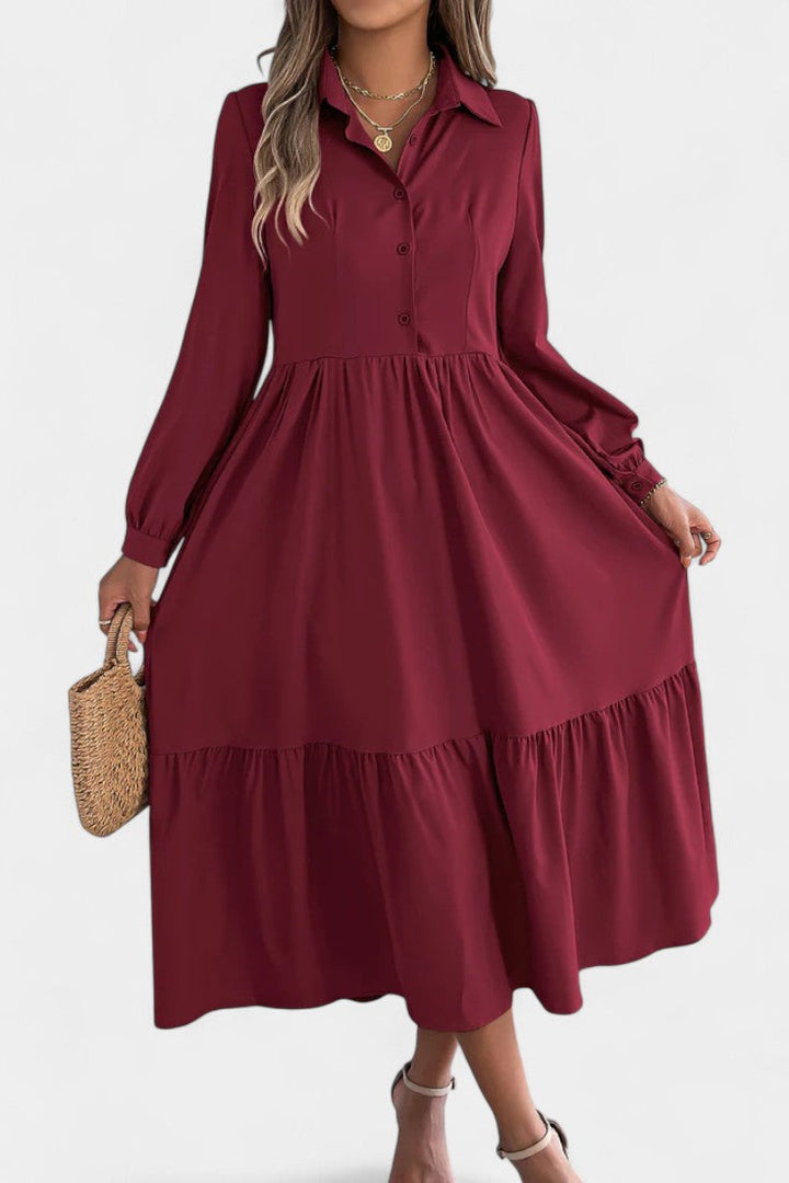 Long Sleeve Tiered Shirt Dress by Jessica Long