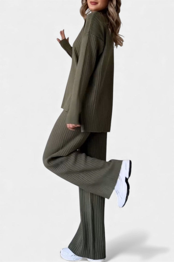 Florisse Stylish Casual Knit Set with Side Slit