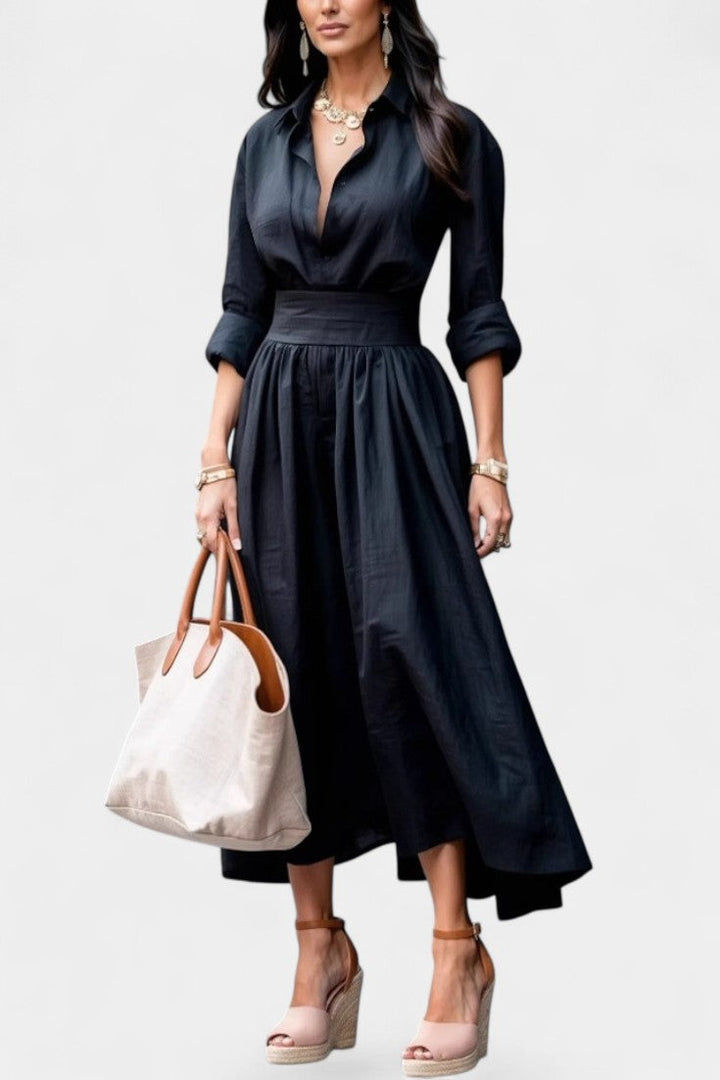 Yésica Tailored Waist Fluid Shirt Dress