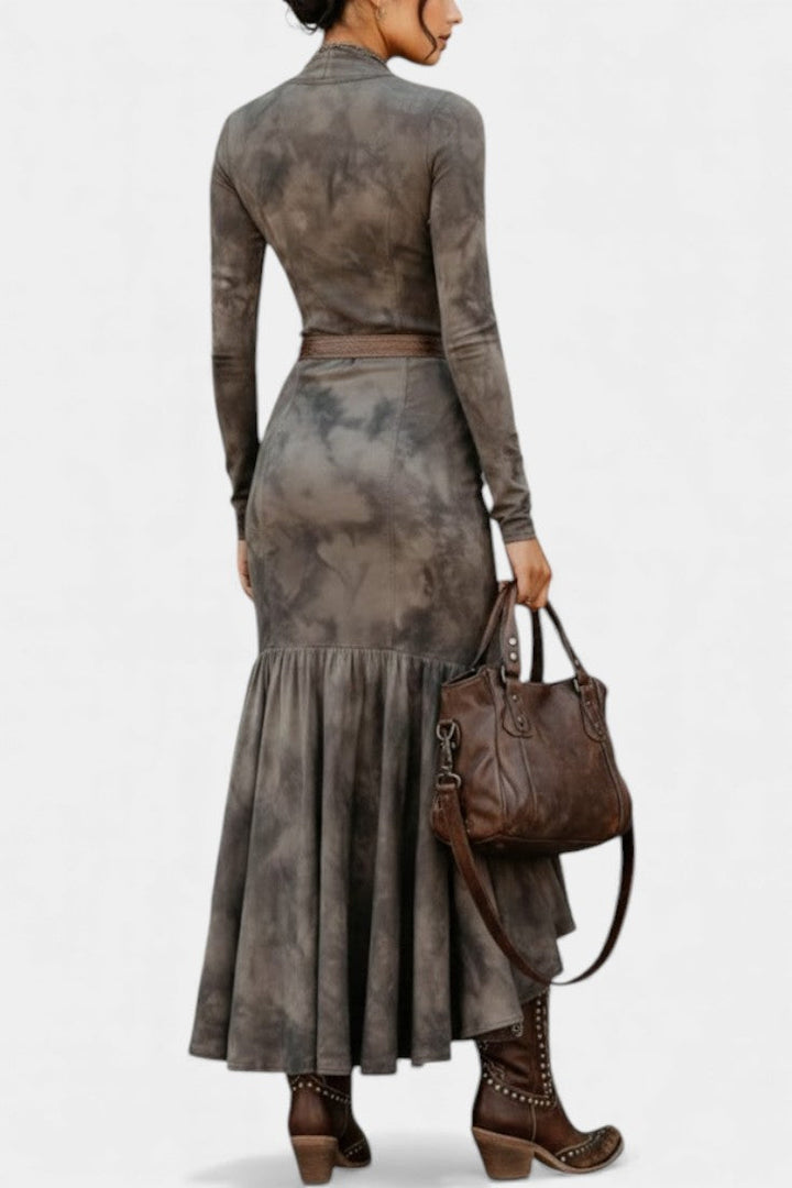 Zoe Retro Midi Dress with Flared Hem