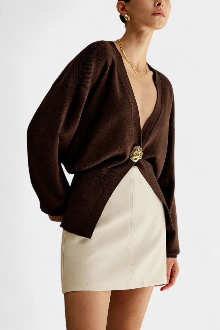 Solferina Regular Fit Golden Sweater with Subtle Texture