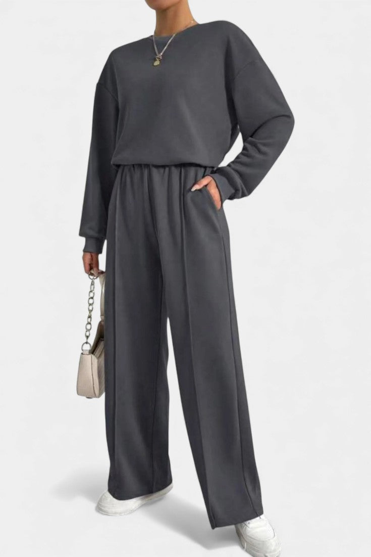 Tiara Relaxed Fit Sweatshirt & High-Waisted Trousers Set