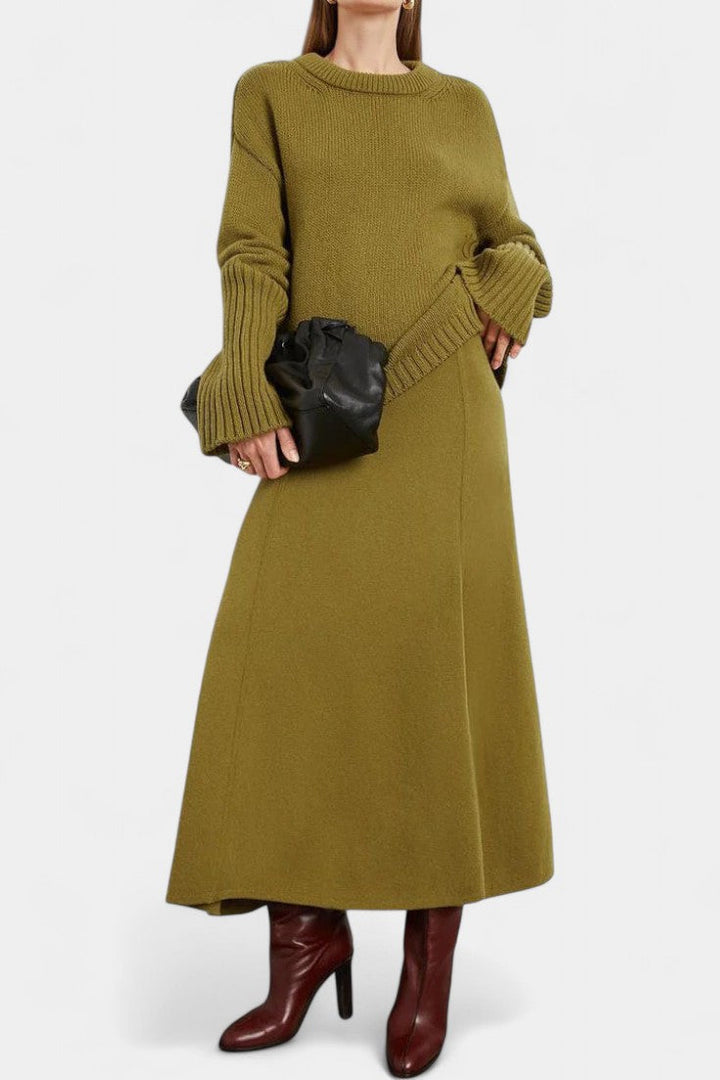 Patricia High Neck Sweater and Ribbed Maxi Skirt Set