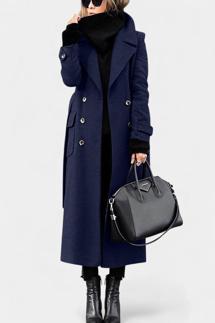 Franka Tailored Long Wool Coat with Elegant Double-Breasted Style