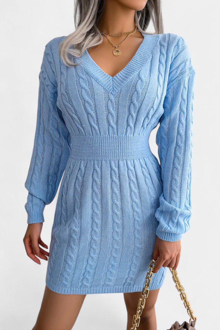 Cléora Long Sleeve Bodycon Mini Sweater Dress