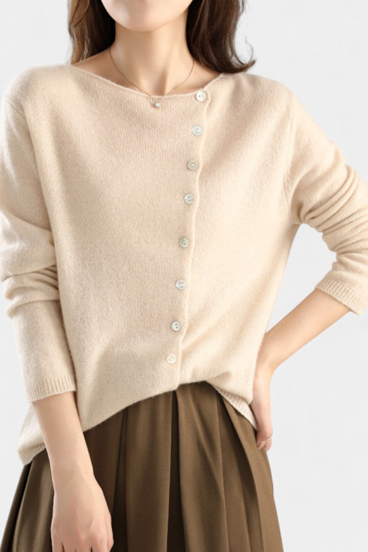Marjorie Button-Up Soft Wool Cardigan