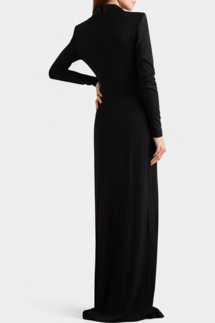 Talara Long Sleeve Fitted Dress with Deep V-Neckline
