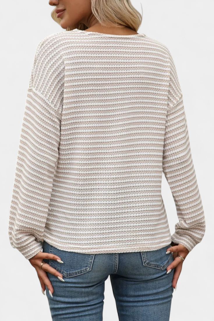 Rumer V-Neck Ribbed Button-Up Top