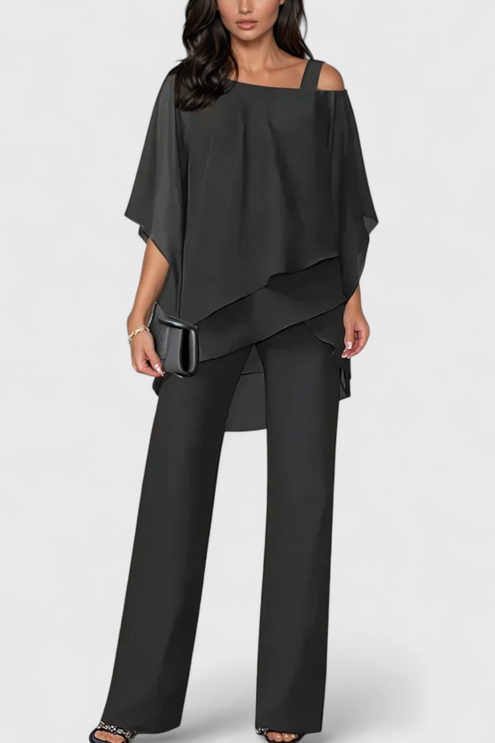 Flowy Off-Shoulder Two-Piece Kitty Set