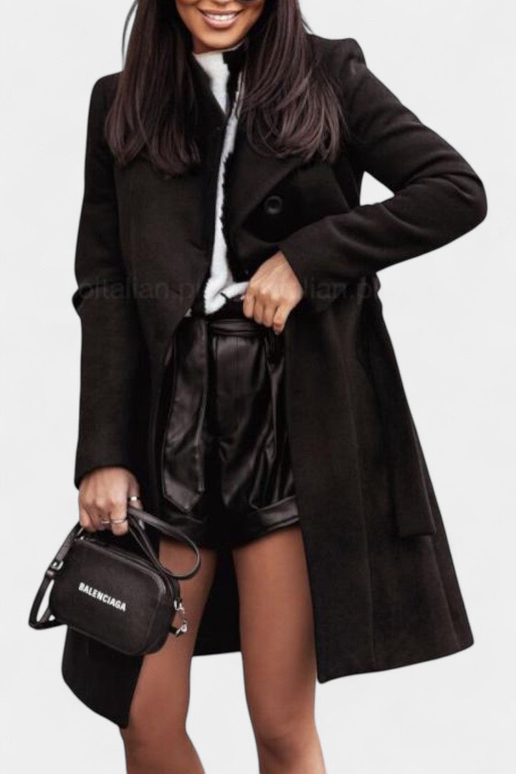 Kaya Belted Long Trench Coat with Straight Cut