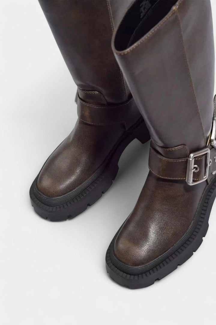 Ursule Mid-Calf Boots Featuring Strap and Buckle Detail