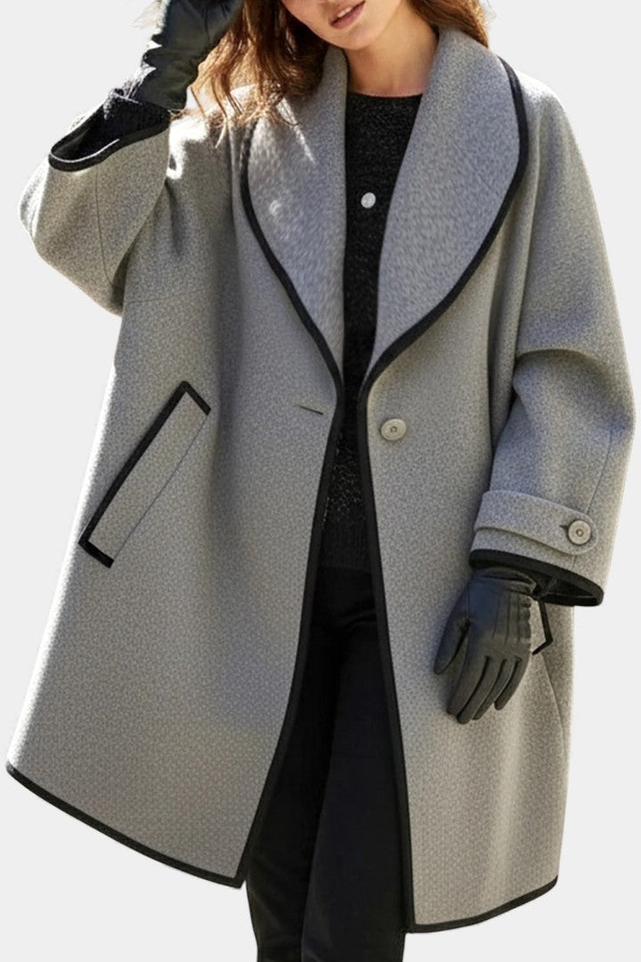 Harper Oversized Wool Blend Coat Featuring a Wide Collar