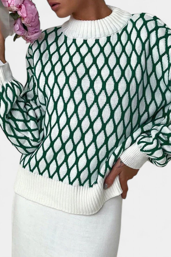 Wincy Ava Oversized Knit Turtleneck Sweater with Puff Sleeves