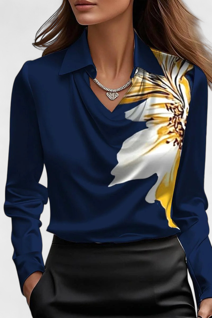 Cascade Neckline Satin Blouse by Dilnaz